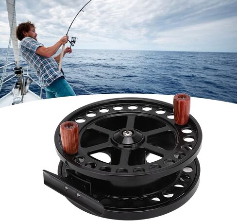 Black Fly Fishing Wheel, 110mm Diameter Reel with Transparent Sound Alarm, Ideal for Smooth Operation and Easy Maintenance in Saudi Arabia