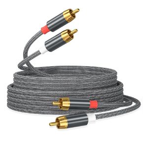 كابل AGVEE بطول 4 أقدام RCA، 2 RCA ذكر سميك بستة مخالب، سلك صوت مساعد ستيريو للمسرح المنزلي، مكبر الصوت، مكبرات الصوت النشطة أو مضخم الصوت، أسود in Kuwait