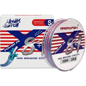 ANGRYFISH 8+1 Braided Fishing Line, Red White and Blue, 164/328YDS, 15-70LB in Kuwait