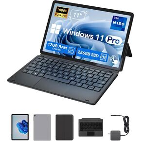 11 inch 2-in-1 Laptops, Win 11 Touchscreen PC Compatible with Twin Lake N150, 12GB RAM 256GB SSD, 1920x1200 IPS FHD Tablet USB-C/HDMI WiFi 6 with Magnetic Keyboard and Kickstand in Saudi Arabia