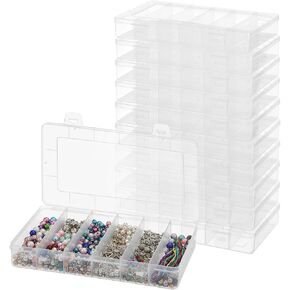 10 PCS Clear Tackle Box Organizer, 6 Grids Plastic Storage Container with Secure Lid, Small Parts Organizer for Craft Beads Binder Clips Sewing Supplies Lures Screws in Saudi Arabia