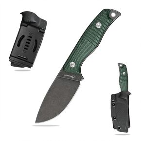 Fixed Blade Tactical Knife DC53 Steel Micarta Handle Kydex Sheath for Camping Hunting EDC (Black+Brown) in Saudi Arabia