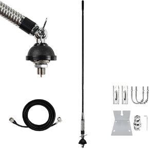 27MHz CB Radio Whip Antenna Kit w/ 16 ft Cable Heavy-Duty Spring Base Side Top Hole & Mirror Mount Replacement Universal Antenna Accessories for Truck Car RV SUV Pickup Handheld CB Radio in Saudi Arabia