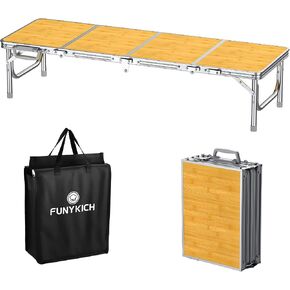 FUNYKICH 4ft Low Folding Picnic Table(45.7''x15.7''x10.3''), Thicker Aluminum Legs Beach Table with Handle & Carry Bag, Lightweight Small Camping Table for Picnic Beach Camping Party, Black in Saudi Arabia