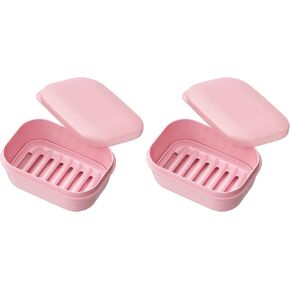 Quatish Leakproof Soap Dish with Lid & Draining Layer, Shatterproof Travel Bar Soap Holder Case Container, Portable Travel Size Toiletries Essentials for Camping, Gym, Bathroom, Black (Pack of 2) in Saudi Arabia