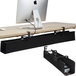 MAXECHO Under Desk Cable Management Tray 28" - Clamp on Wire and Cable Organizer for Storage and to Hide Cords - Ideal for Home Office - Premium Black Fabric Design in Kuwait