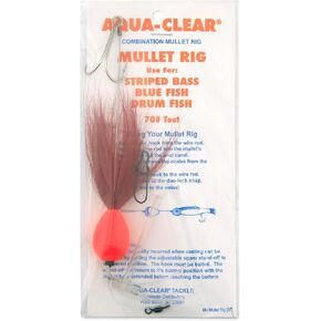 Aqua-Clear Mullet Rig Fishing Hooks, Surf Fishing Rigs for Bluefish Striped Bass Rockfish Drum, 3/0 Mustad Double Hook AFW Swivel 60lb Mono T-Standoff SS Wire Fishing Lures Tackle System in Saudi Arabia