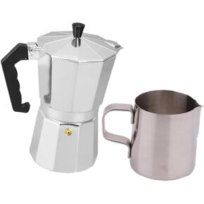 Pot Aluminum Coffee Maker Espresso Percolator Cappuccino Pot with Stainless Steel Milk Cup Hand Polished Aluminum Build Suitable for in Saudi Arabia
