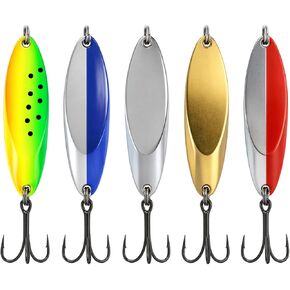 Spoon Lures, Spoon Fishing Lures, Fishing Spoons, 5-Piece Zinc Alloy Metal Spoons for Shallow Creek Finesse Fishing, Deep Reservoir Casting, Murky Water Conditions and Multi-Species Hunting in Saudi Arabia