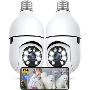 Light Bulb Camera Outdoor, 5GHz & 2.4GHz WiFi 2K Wireless Security Camera with 360° PTZ, AI Human Detection, Motion Tracking, Color Night Vision, 2-Way Talk, Screw-In Light Socket Camera 4Pack in Saudi Arabia