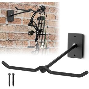 Bow Wall Hanger for Compound/Recurve Bows - Heavy Duty Steel Compound Bow Rack Wall Mount, 22LBS Capacity Recurve Bow Rack for Wall with Composite Padding, 2 Bow Vertical Storage Archery Bow Holder in Saudi Arabia