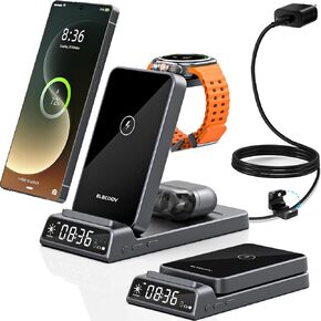 Wireless Charger for Samsung S25 with Clock 3 in1 Foldable Charging Station in Saudi Arabia