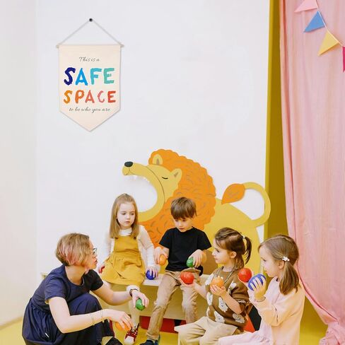 Therapy Office Decor School Counselor Office Must Haves Safe Space Sign Social Worker Teacher Gift Mental Health Sensory Room Calming Corner Items Classroom Calm Down Corner Wall Art Canvas Banner in Kuwait