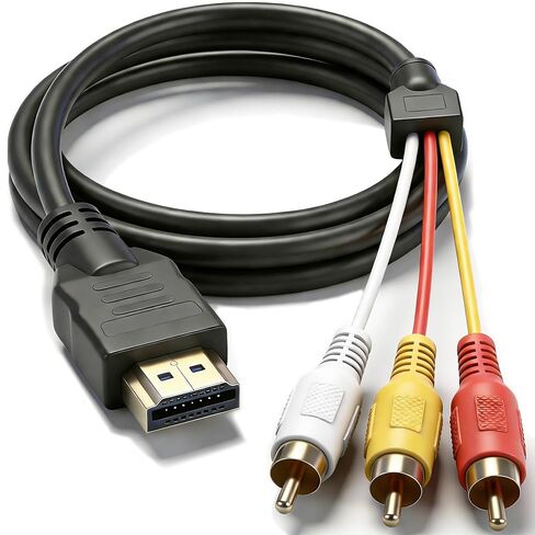 HDMI to RCA Converter, 1080P AV to HDMI Adapter Cord for DVD Player, New Device to Old CRT TV, Set-Top Box/Switch/Laptop to Legacy Devices, Phone/Tablet to Car Audio Video System 5ft/1.5m in Saudi Arabia