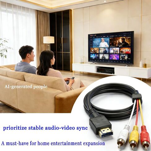 HDMI to RCA Converter, 1080P AV to HDMI Adapter Cord for DVD Player, New Device to Old CRT TV, Set-Top Box/Switch/Laptop to Legacy Devices, Phone/Tablet to Car Audio Video System 5ft/1.5m in Saudi Arabia