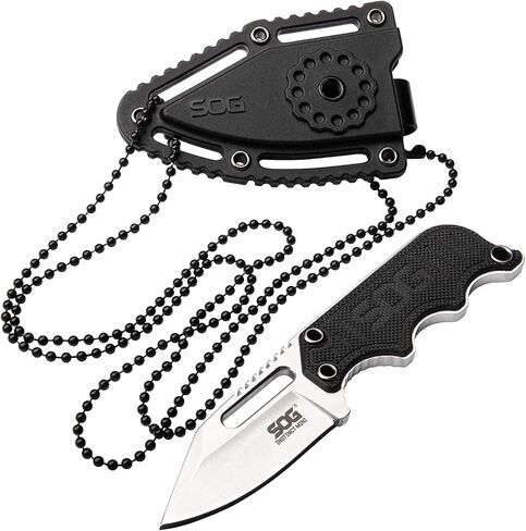 SOG Instinct Mini Small Fixed Blade Knife- 8.75 Inch x 1 Inch x 4 Inch Full Tang Adjustable Clip Belt or Boot Knife with Tactical Knife Sheath and Neck Knife Lanyard (NB1002-CP) in Kuwait