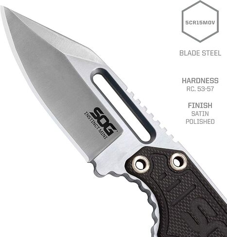 SOG Instinct Mini Small Fixed Blade Knife- 8.75 Inch x 1 Inch x 4 Inch Full Tang Adjustable Clip Belt or Boot Knife with Tactical Knife Sheath and Neck Knife Lanyard (NB1002-CP) in Kuwait