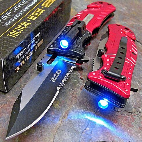 Tac-Force Pocket Folding Knife, 8" Overall, Two Tone Blade, LED, Rescue, EDC in Saudi Arabia