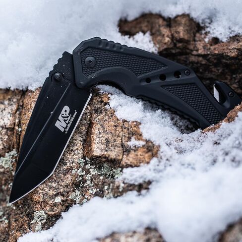 Smith & Wesson M&P SWMP11B 8.9in High Carbon S.S. Folding Knife with 3.8in Tanto Point Blade and Aluminum Handle for Outdoor, Tactical, Survival and EDC in Saudi Arabia