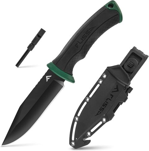 FLISSA 4-7/8 Inch Survival Knife with Sheath Fire Starter Whistle Fixed in Saudi Arabia