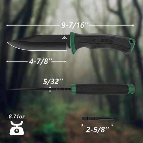 FLISSA 4-7/8 Inch Survival Knife with Sheath Fire Starter Whistle Fixed in Saudi Arabia