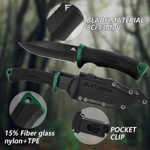 FLISSA 4-7/8 Inch Survival Knife with Sheath Fire Starter Whistle Fixed in Saudi Arabia
