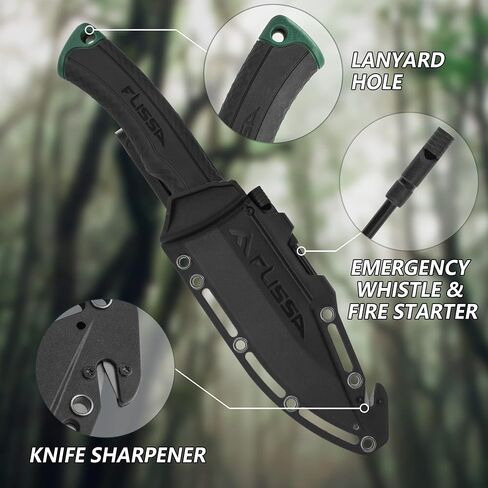 FLISSA 4-7/8 Inch Survival Knife with Sheath Fire Starter Whistle Fixed in Saudi Arabia