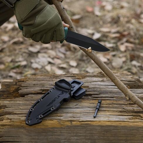 FLISSA 4-7/8 Inch Survival Knife with Sheath Fire Starter Whistle Fixed in Saudi Arabia