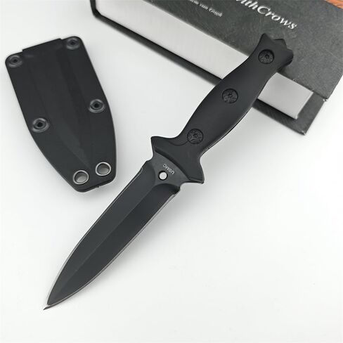 Goshawk 7.3 inch S.S. Fixed Blade Knife with Black Coating 440C Dual Edge Blade, ABS Handle and Knife Sheath for Outdoor, Tactical, Survival and EDC in Saudi Arabia