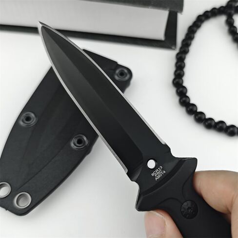 Goshawk 7.3 inch S.S. Fixed Blade Knife with Black Coating 440C Dual Edge Blade, ABS Handle and Knife Sheath for Outdoor, Tactical, Survival and EDC in Saudi Arabia
