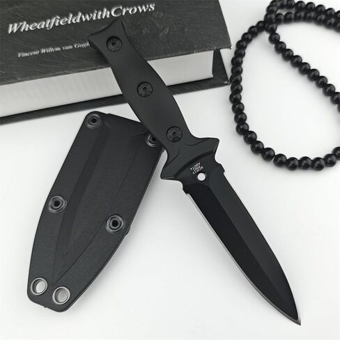 Goshawk 7.3 inch S.S. Fixed Blade Knife with Black Coating 440C Dual Edge Blade, ABS Handle and Knife Sheath for Outdoor, Tactical, Survival and EDC in Saudi Arabia