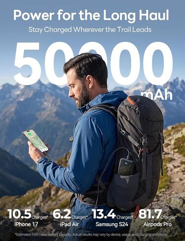 50000mAh Portable Charger, Built-in 4 Cables,22.5W Fast Charging Power Bank in Kuwait