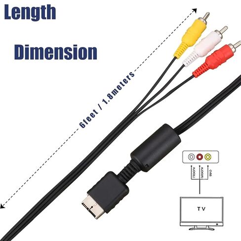10pcs PS2 PS3 AV Cable, AV to Composite Cable Cord for 2 PS2 PS3(6FT) in Saudi Arabia