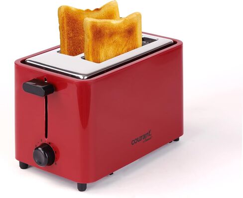 Courant 2-Slice Toaster Cool Touch with Extra Wide Slots For Bread, Bagels & Waffle with 6 Adjustable Shade Settings, CrumbTray & Cancel Function Extra-Lift Feature, compact Design – Red in Saudi Arabia