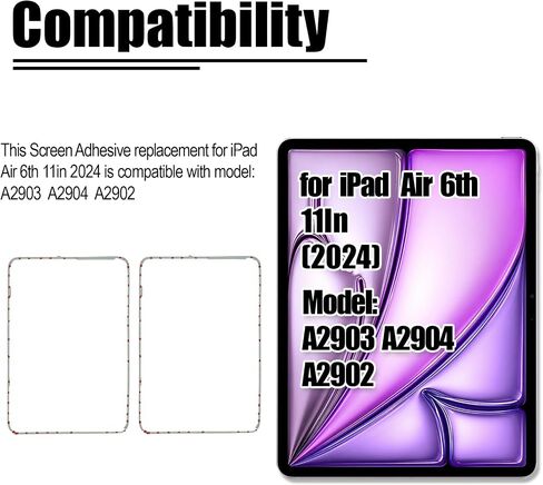 2PCS for iPad Air 6th Gen Screen Adhesive Replacement for iPad Air 2024 11 inch Front Touch Panel LCD Bezel Frame Pre-Cut Tape Sticker Glue Fit for Model: A2903 A2904 A2902 in Saudi Arabia