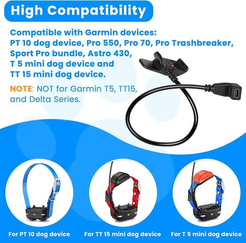 2-Pack Charging Clip for Garmin T5 mini, TT15 mini & PT 10 Dog Tracking Device - Replacement Charger Cable for PRO Series Dog Training Collars & Bark Collars - Replaces 010-11890-10 in Saudi Arabia