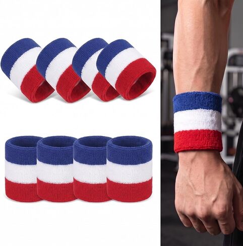 4 Pack Cross‑Embroidered Wristbands, Sweat Band, Tennis Wristbands, Wrist Sweatbands, Sporting Goods for Workout Tennis Baseball Daily Wear Event Use(White) in Saudi Arabia