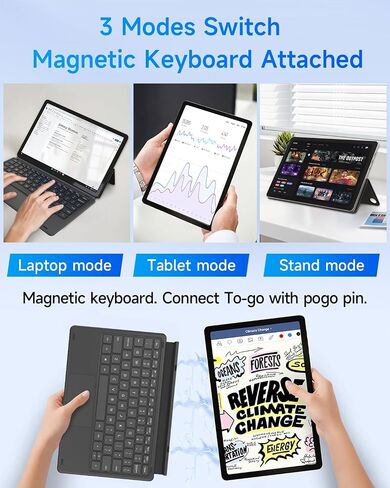 11 inch 2-in-1 Laptops, Win 11 Touchscreen PC Compatible with Twin Lake N150, 12GB RAM 256GB SSD, 1920x1200 IPS FHD Tablet USB-C/HDMI WiFi 6 with Magnetic Keyboard and Kickstand in Saudi Arabia