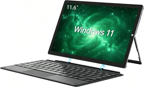 2 in 1 Laptop Windows Tablet, 11.6" Touchscreen Tablets with Keyboard, 6GB RAM 128GB SSD, 2.7GHz, WiFi-2.4G/5G, BT4.2/HDMI/USB3.0/Dual Camera/SD Card Slot in Saudi Arabia