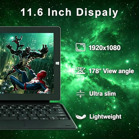 2 in 1 Laptop Windows Tablet, 11.6" Touchscreen Tablets with Keyboard, 6GB RAM 128GB SSD, 2.7GHz, WiFi-2.4G/5G, BT4.2/HDMI/USB3.0/Dual Camera/SD Card Slot in Saudi Arabia