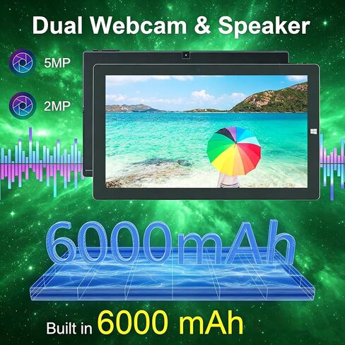 2 in 1 Laptop Windows Tablet, 11.6" Touchscreen Tablets with Keyboard, 6GB RAM 128GB SSD, 2.7GHz, WiFi-2.4G/5G, BT4.2/HDMI/USB3.0/Dual Camera/SD Card Slot in Saudi Arabia