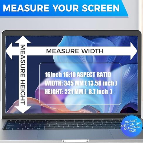 2Pack Magnetic Laptop Privacy Screen Filter 16 inch for 16:10 Widescreen Computer Monitor, Removable Anti Blue Light Privacy Shield, Anti-Glare Protector in Saudi Arabia