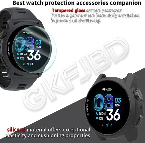 Compatible for Coros Pace 4 Screen Protector & Case，HD Tempered Glass Protective Film and Silicone Soft Cases (Pack of 3+2) in Saudi Arabia