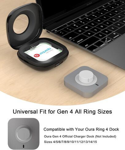 حقيبة شحن محمولة من búsqueda متوافقة مع شاحن Oura Ring 4، تناسب الجيل 4، ما يصل إلى 10 شحنات حلقية، حقيبة حماية مدمجة للسفر، أسود (الشاحن الرسمي غير متضمن) in Kuwait