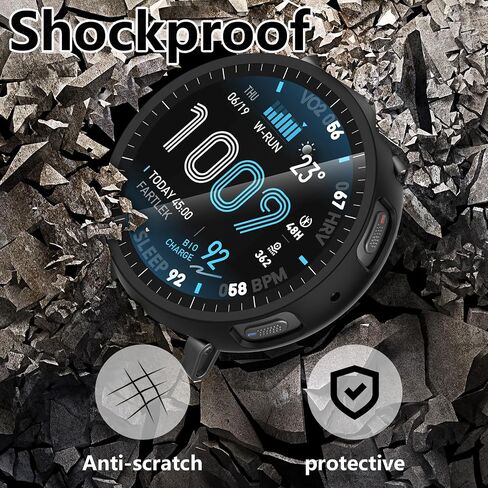 5 Pcs Hard PC Case Compatible with Amazfit Active MAX 48mm, with Tempered Glass, Full Cover, Anti-Scratch, Screen Protector, Transparent, Black, Silver, Blue, Green in Saudi Arabia