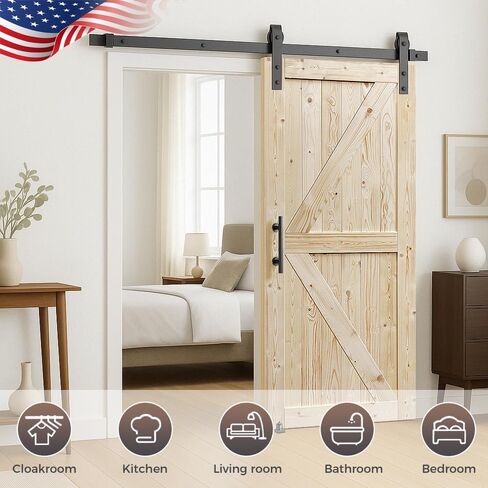 S&Z TOPHAND® 60in x 80in Barn Door, 20-60 in Unfinished British Brace Barn Door/Modern Style/Solid Wood/Simple Assembly is Required in Saudi Arabia