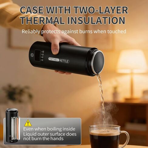 Travel Electric Kettle 16oz, Smart Water Bottle with 4 Temperature Control in Kuwait