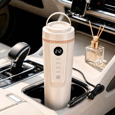 Travel Car Kettle 12V/24V Dual Voltage, Car Heating Mug with 4 Temp Control in Kuwait