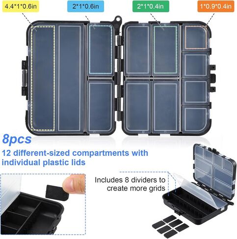 8 Pack Small Tackle Box Organizer Plastic Fishing Storage Containers with Adjustable Dividers, Mini Fly Box for Trout Fishing Gear and Terminal Tackle Accessories in Saudi Arabia