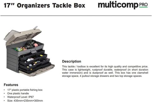 Tackle/Tool Box, Waterproof, 11.81" Width x 9.25" Height, 17.12" Depth, Plastic in Kuwait